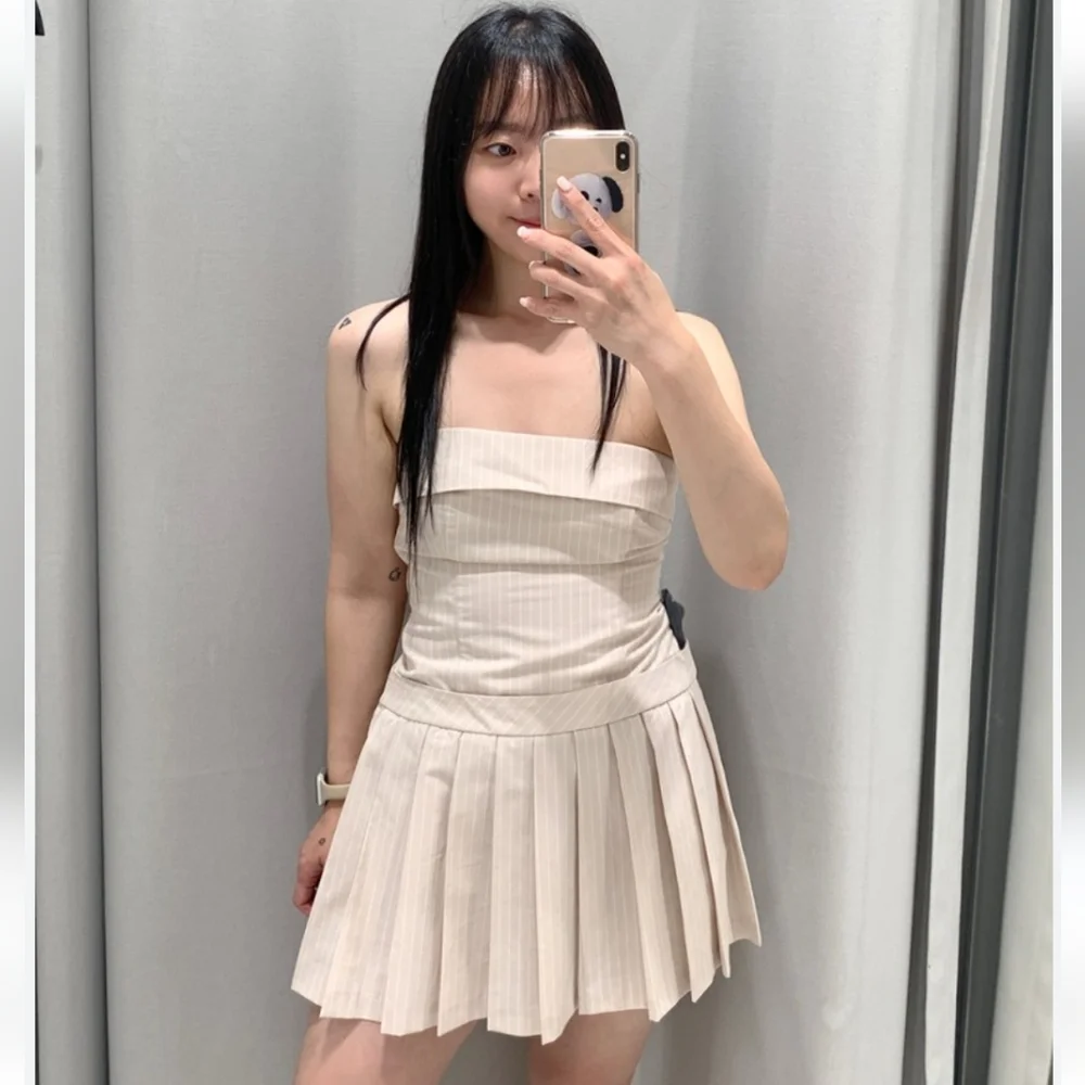 Zara Strapless Pleated Mini Dress size L - Picture 10 of 10